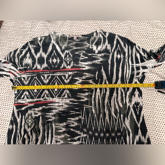 Jess & Jane Contrast Bold Abstract Tribak Print Tunic Top Size L #1704 - Picture 9 of 11